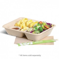 2 Compartment Bio Asian Takeaway Box (530/380ml) - NATURAL - 500 pcs