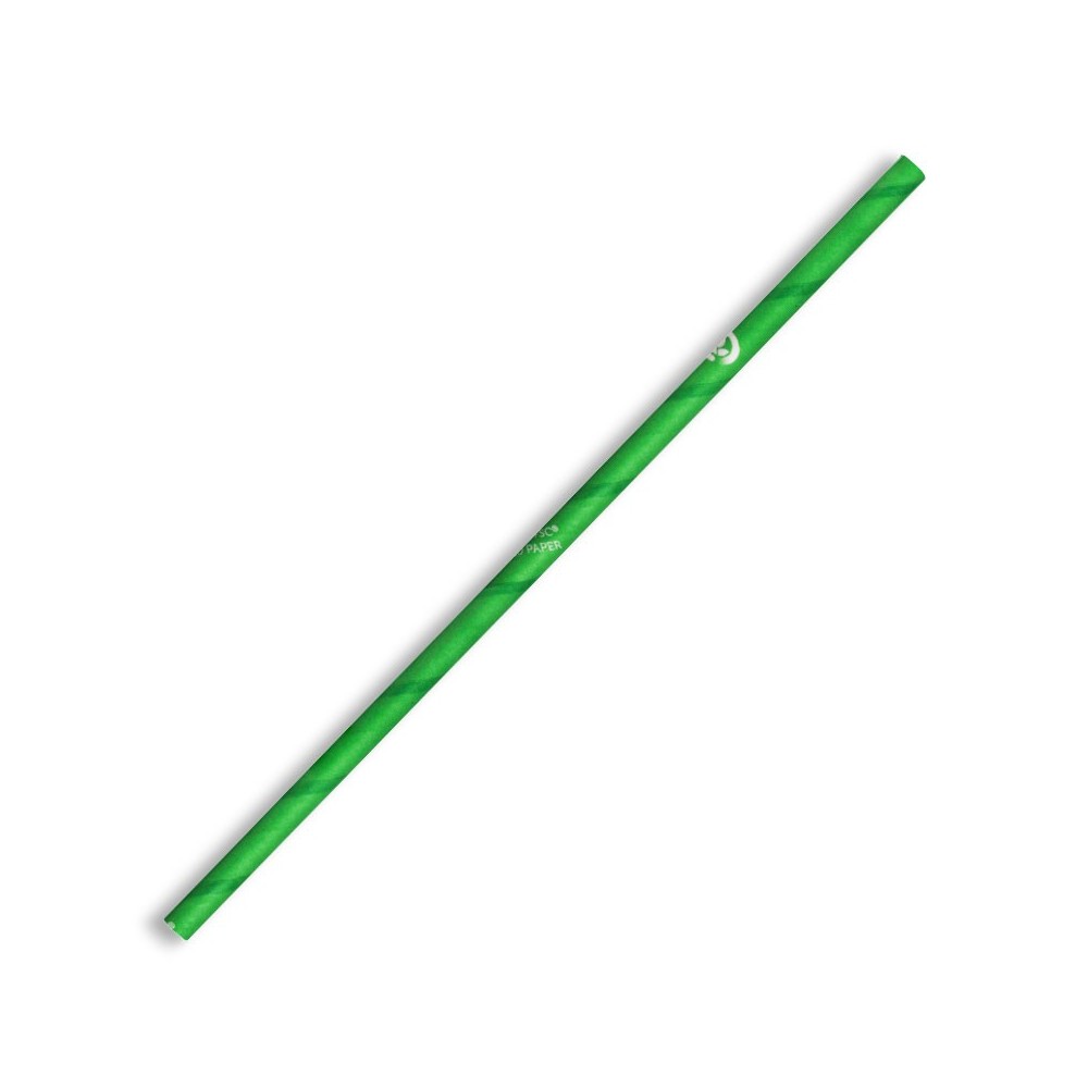 Compostable Paper Straw Regular 6x197mm - Green  2500 pcs