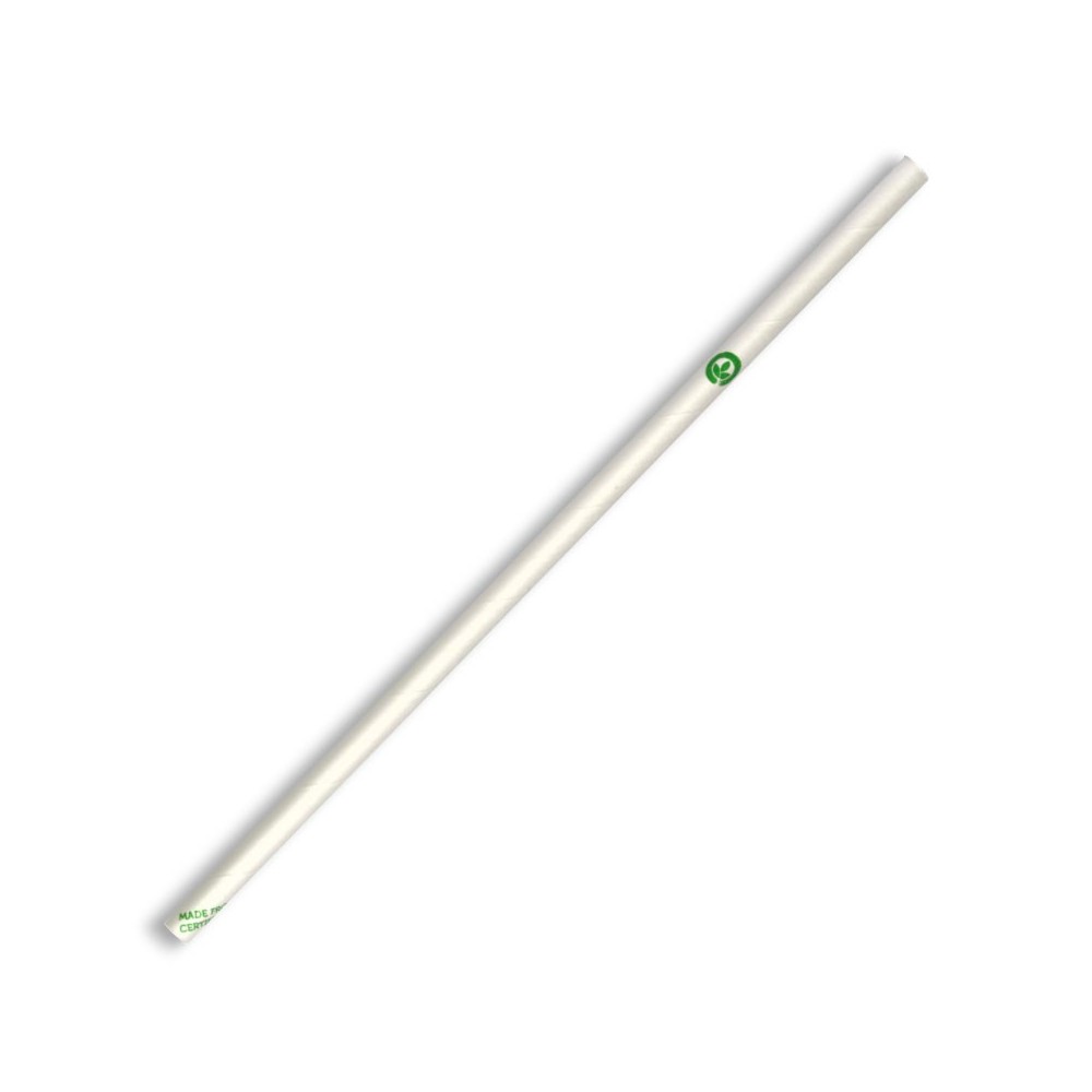 Compostable Paper Straw Regular 6x197mm - White  2500 pcs