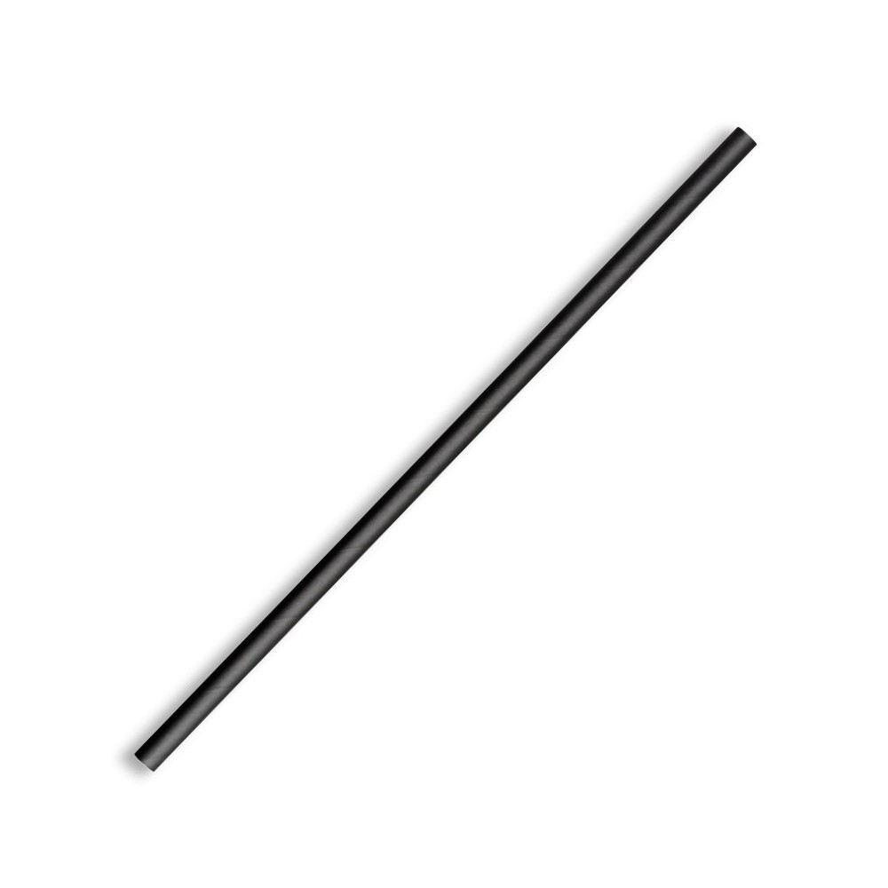 Compostable Paper Straw Regular 6x197mm - Black  2500 pcs