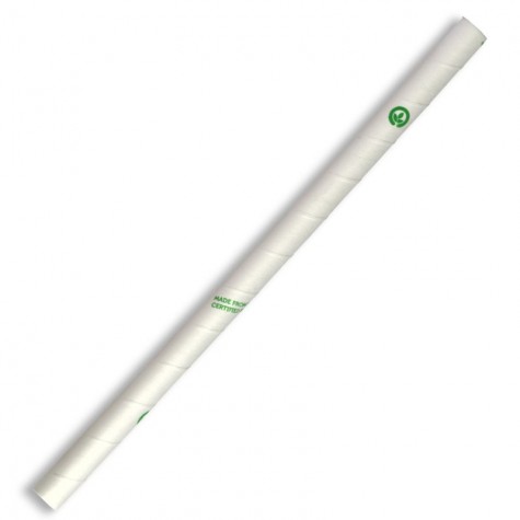 10mm Compostable Paper Straw Jumbo - White  2500 pcs