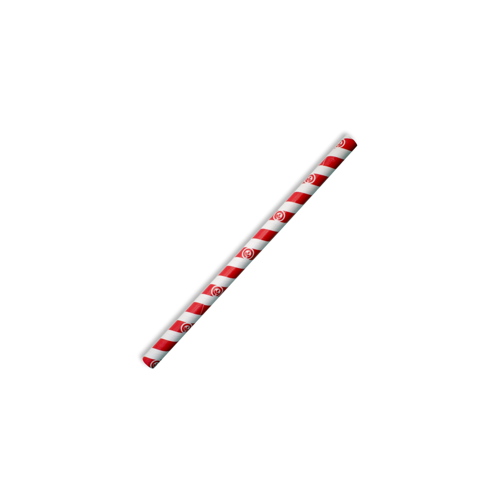 10mm Compostable Paper Straw Jumbo - Red Stripe  2500 pcs