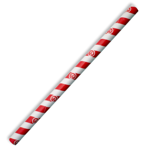 10mm Compostable Paper Straw Jumbo - Red Stripe  2500 pcs