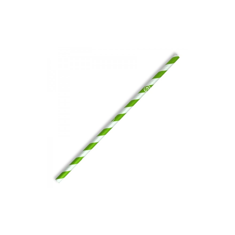 Compostable Paper Straw Regular 6x197mm - Green Stripe  2500 pcs