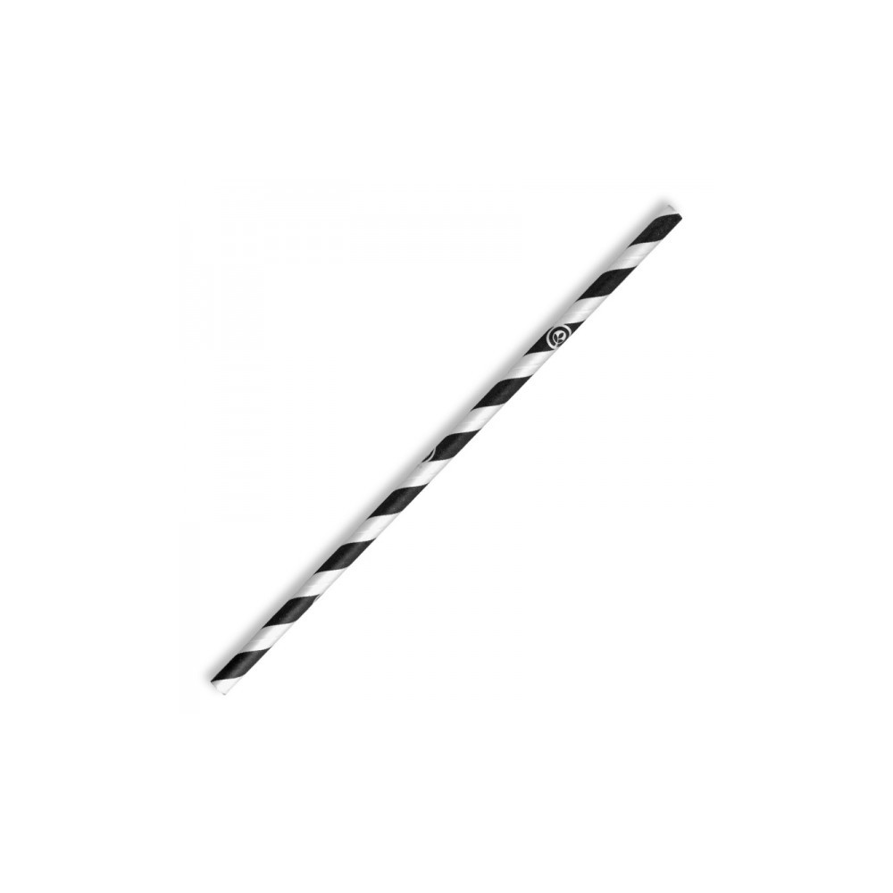 Compostable Paper Straw Regular 6x197mm - Black Stripe  2500 pcs